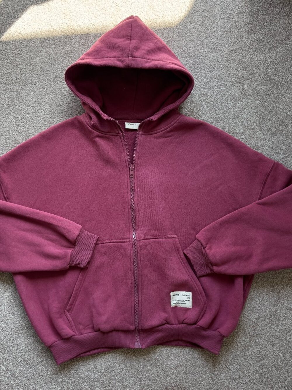 Comfrt Affirmation Collection Weighted Zip Hoodie Mauve S